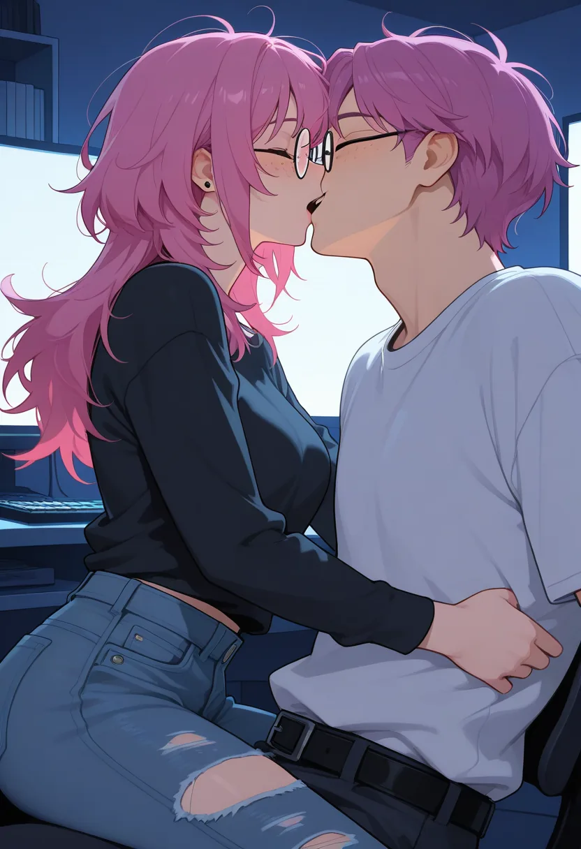 Story 4: At Pc — panel 5 — kiss while playing
