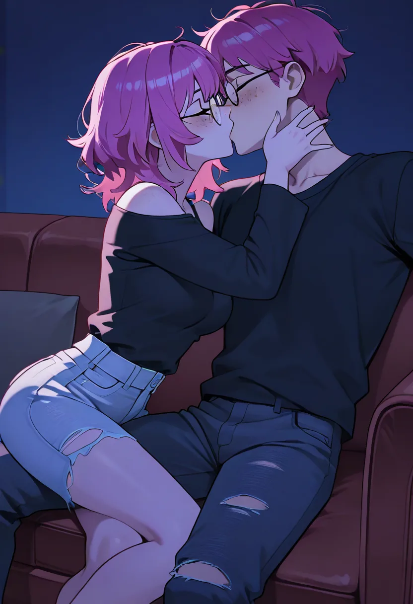 Story 7: At Gaming Setup Streaming — panel 6 — initial foreplay on couch
