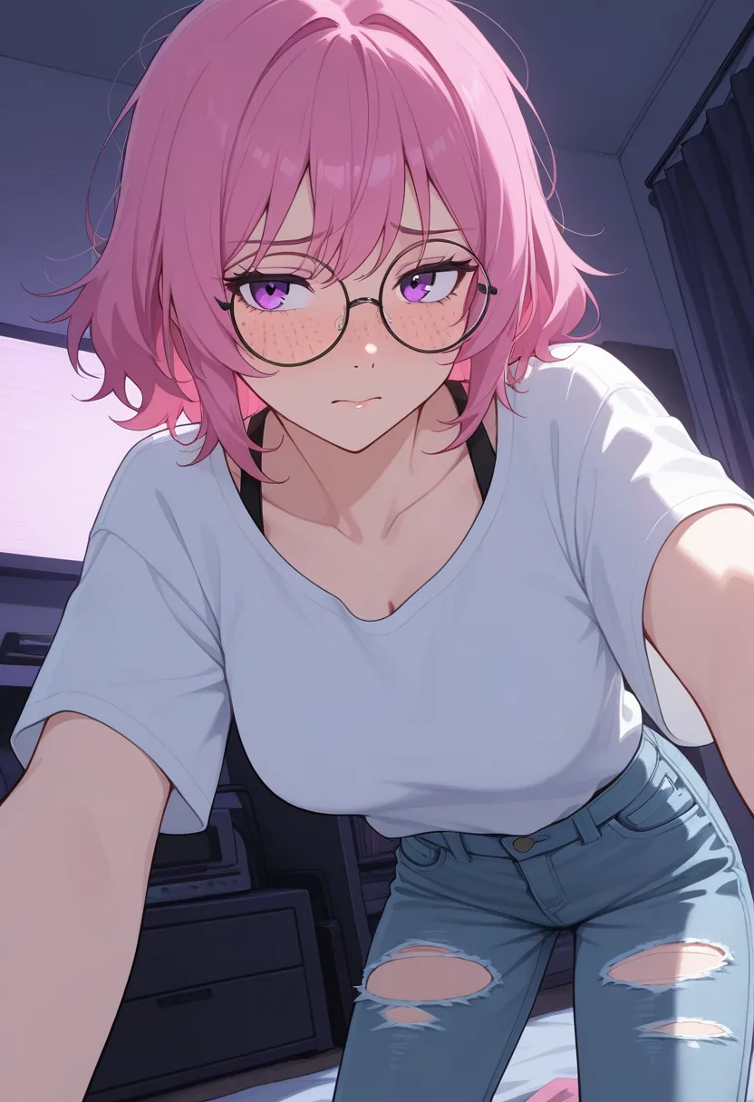 Story 10: Gamer Girl Prepping Stream — panel 3 — hasty undressing