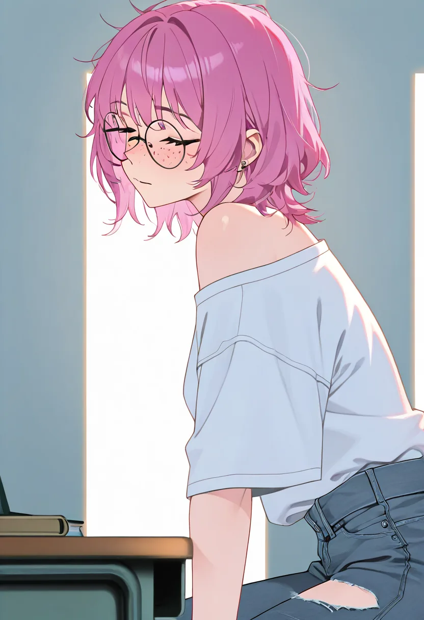Story 12: Waking Up At Desk — panel 3 — getting dressed down