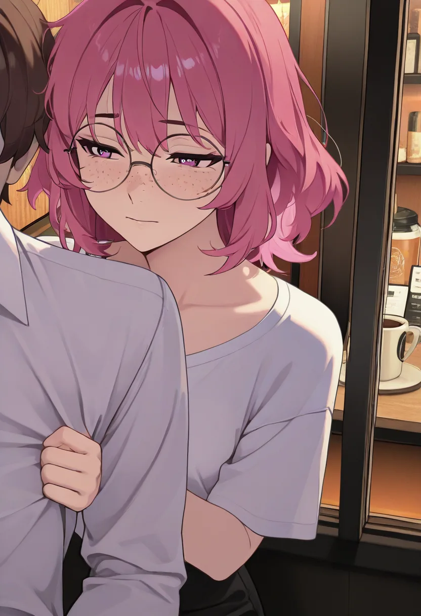 Story 18: Manga Cafe Reading — panel 4 — accidental undress