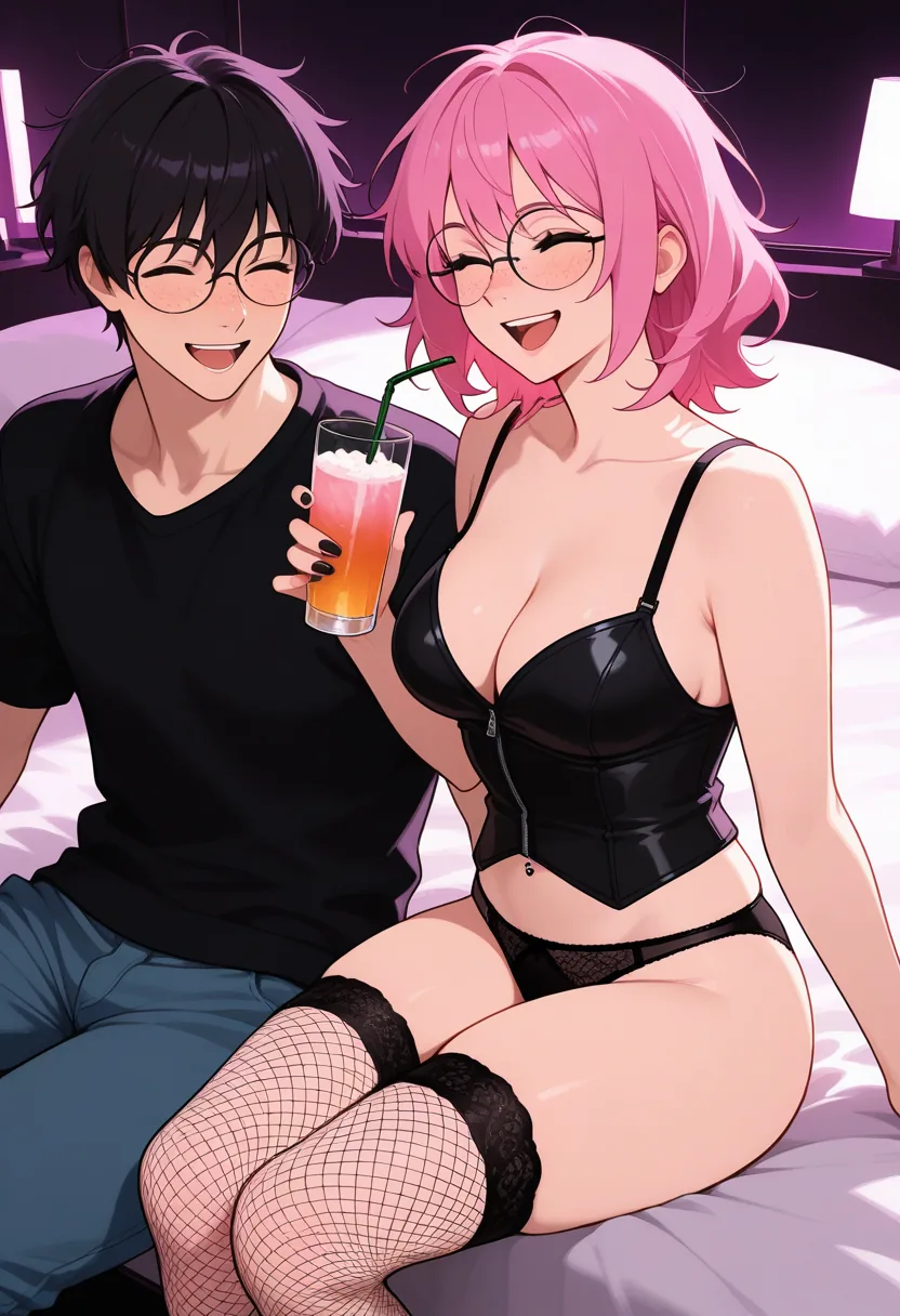 Story 23: Hotel Room Arrival — panel 4 — sharing a drink