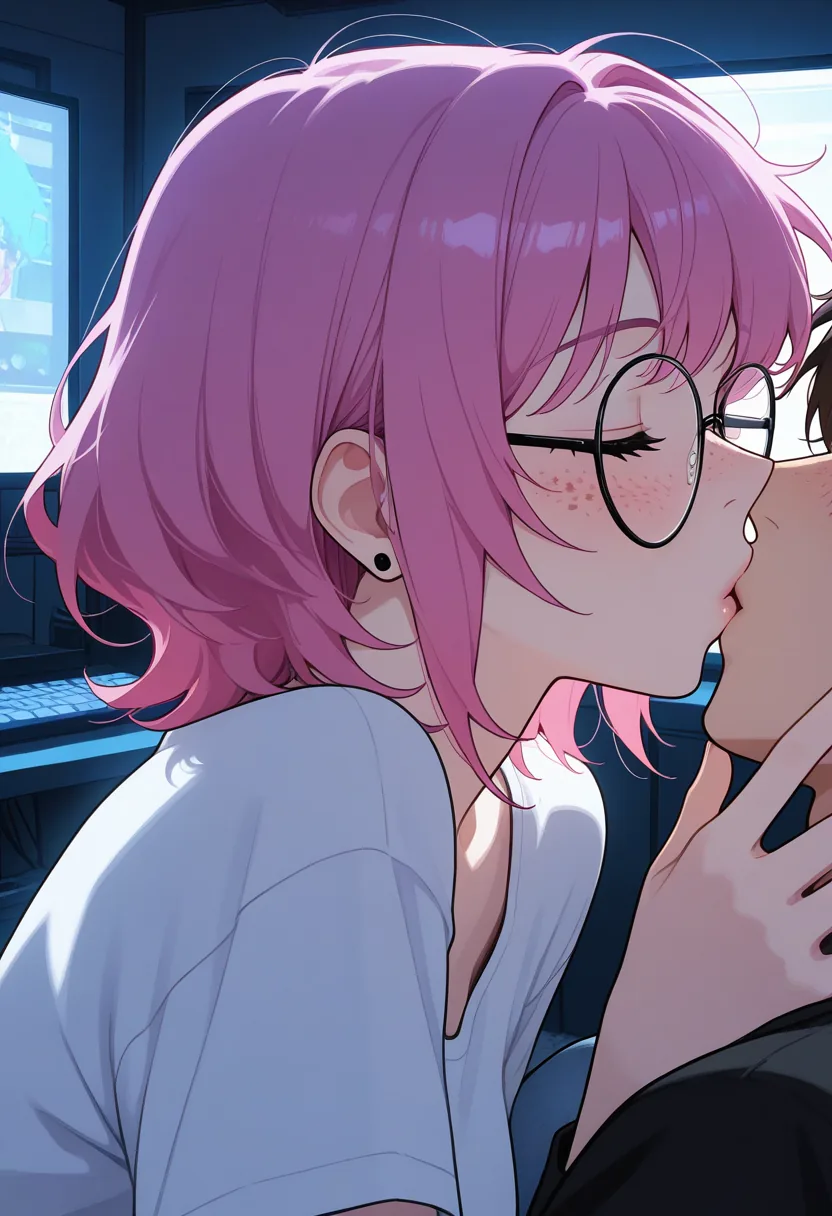 Story 34: At Pc — panel 3 — stream end kisses