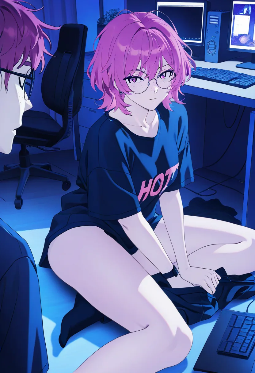 Story 40: Streaming Clothed — panel 5 — undressing during stream
