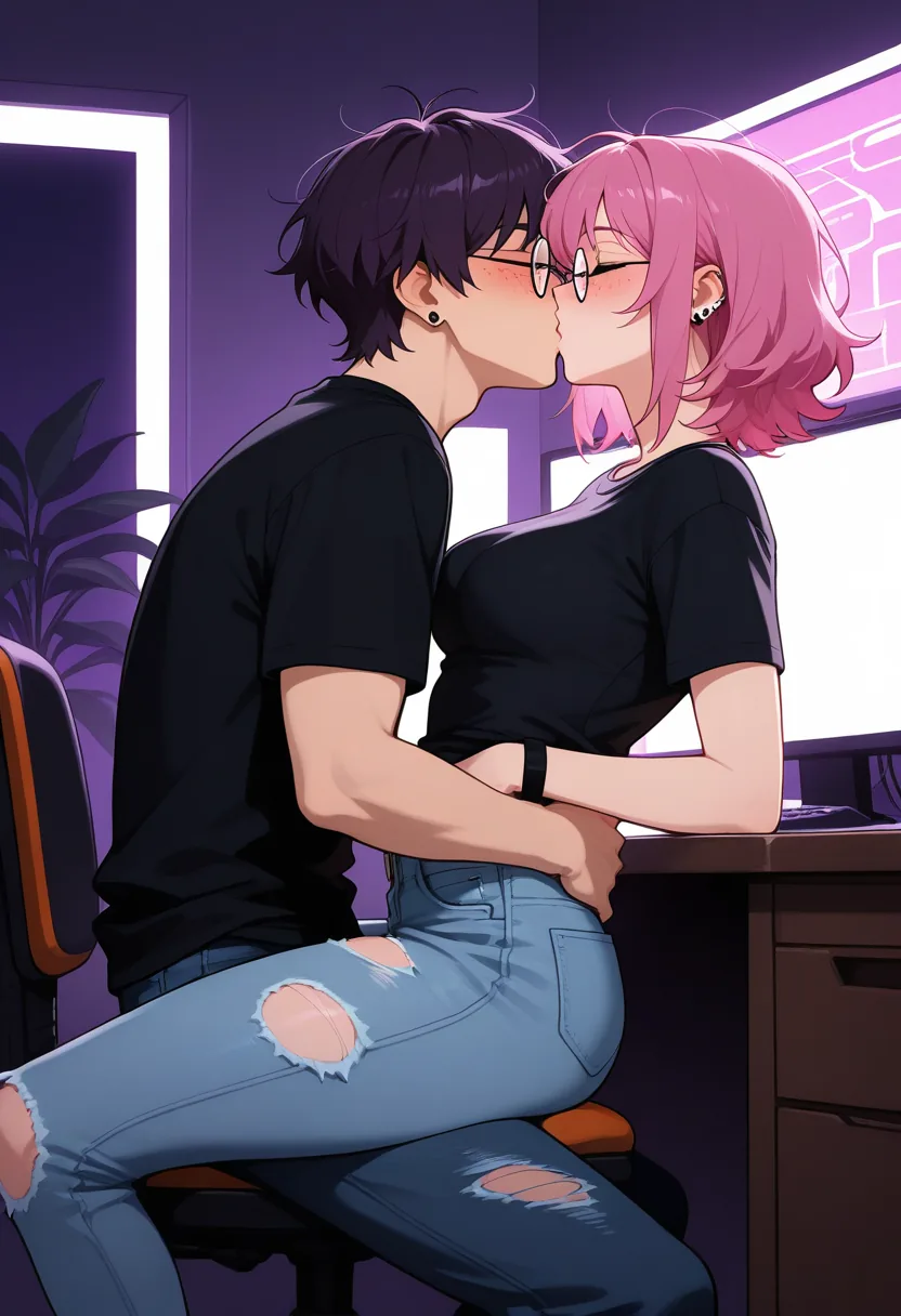 Story 49: Post Stream Huddle — panel 2 — desk grinding