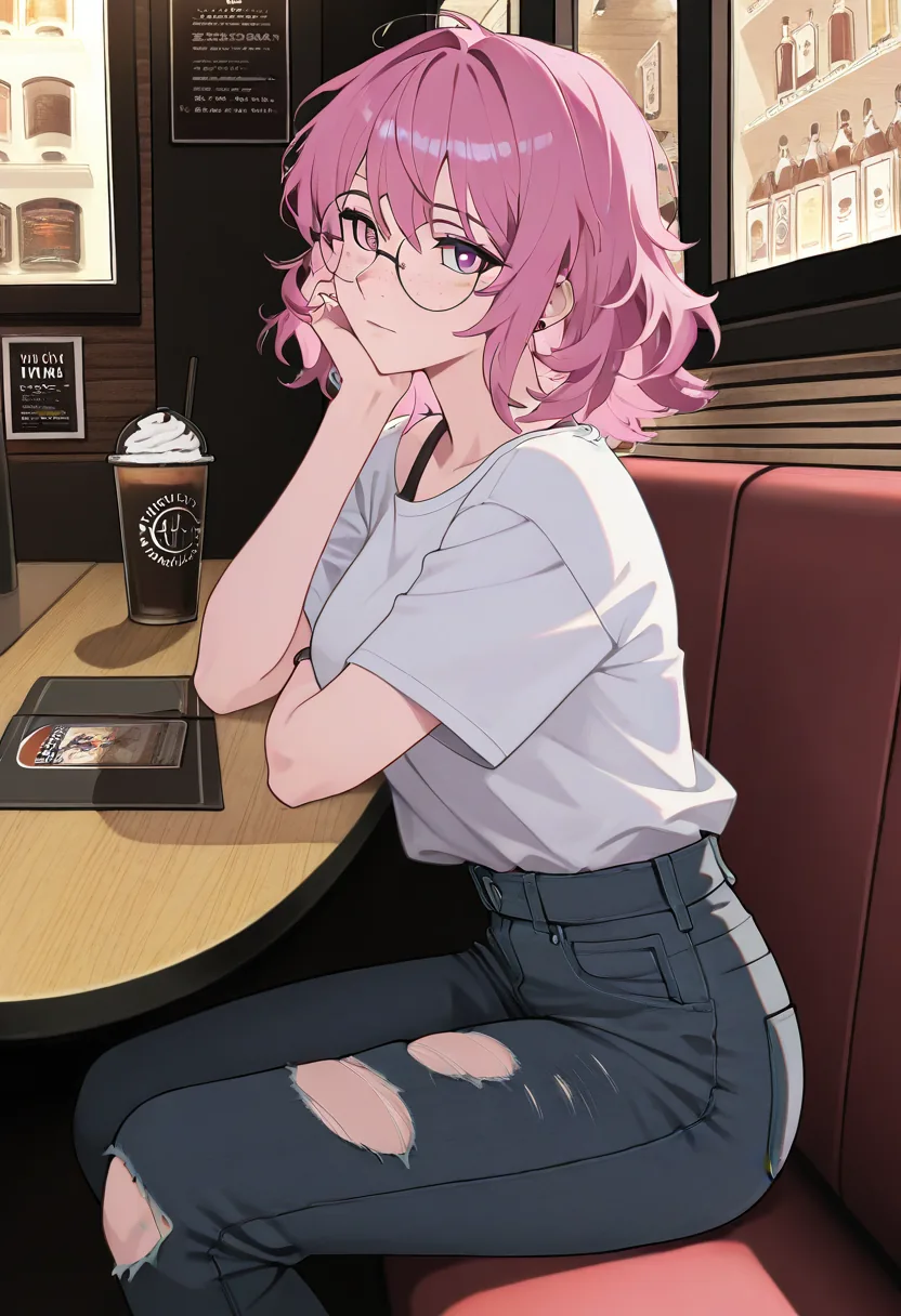 Story 56: Manga Cafe Reading — panel 1 — manga cafe reading
