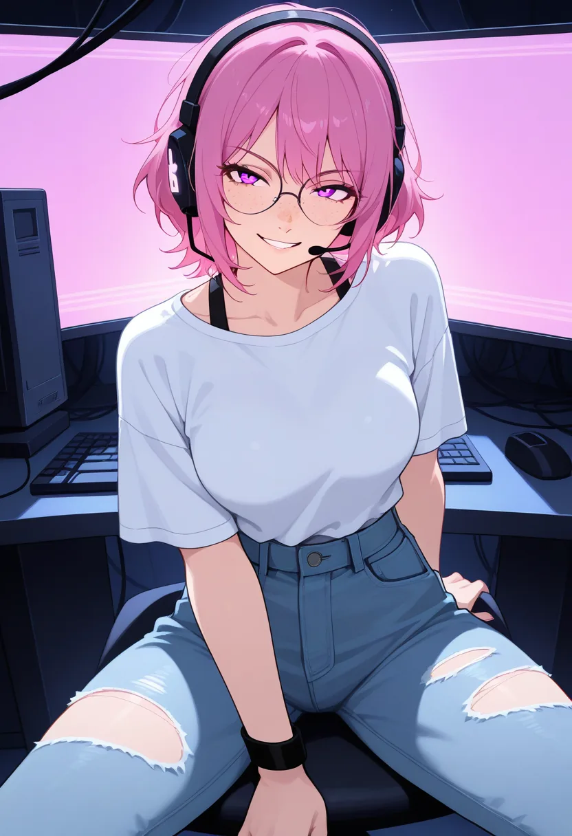 Story 60: Dressing Room — panel 1 — streamer setup