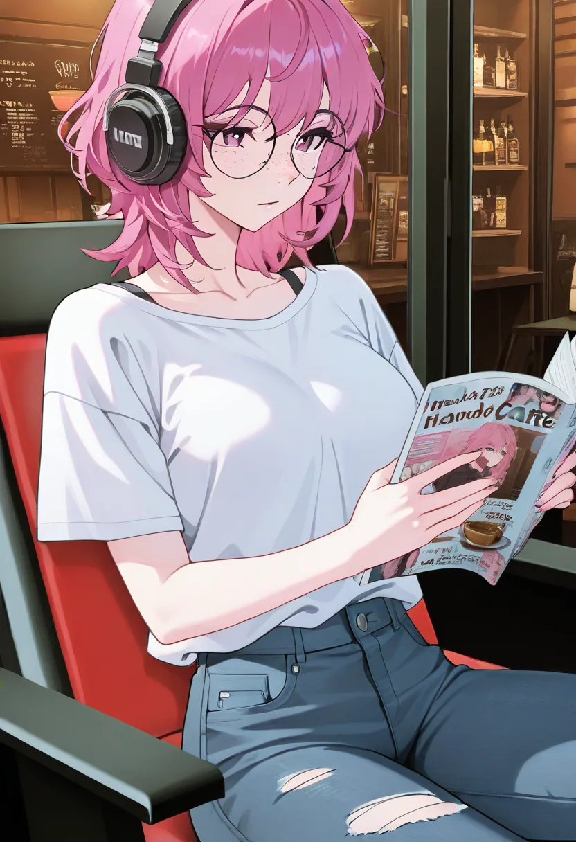 Story 68: Manga Cafe Reading — panel 1 — manga cafe reading