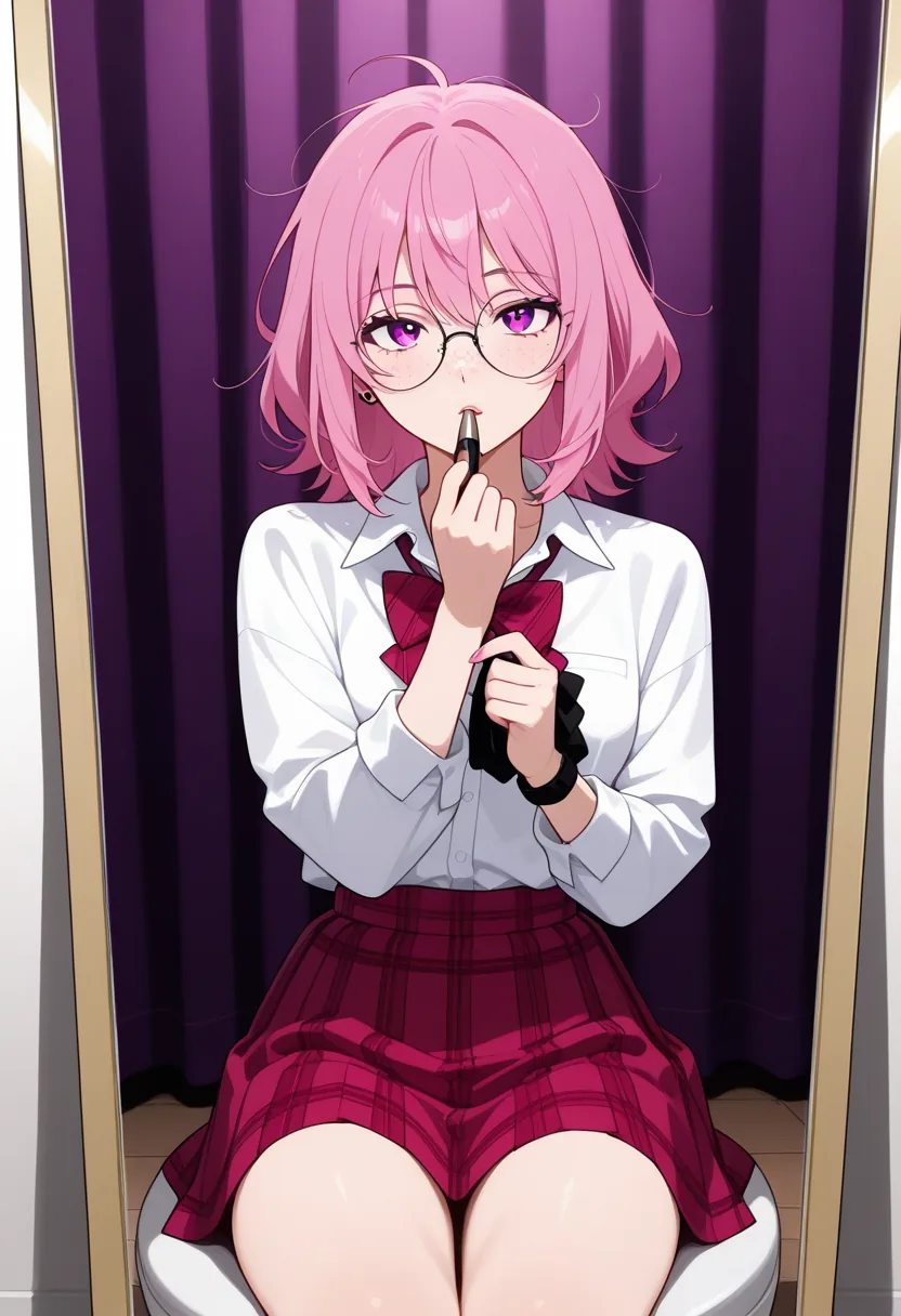 Story 71: Dressing Room Applying Makeup — panel 1 — dressing room applying makeup