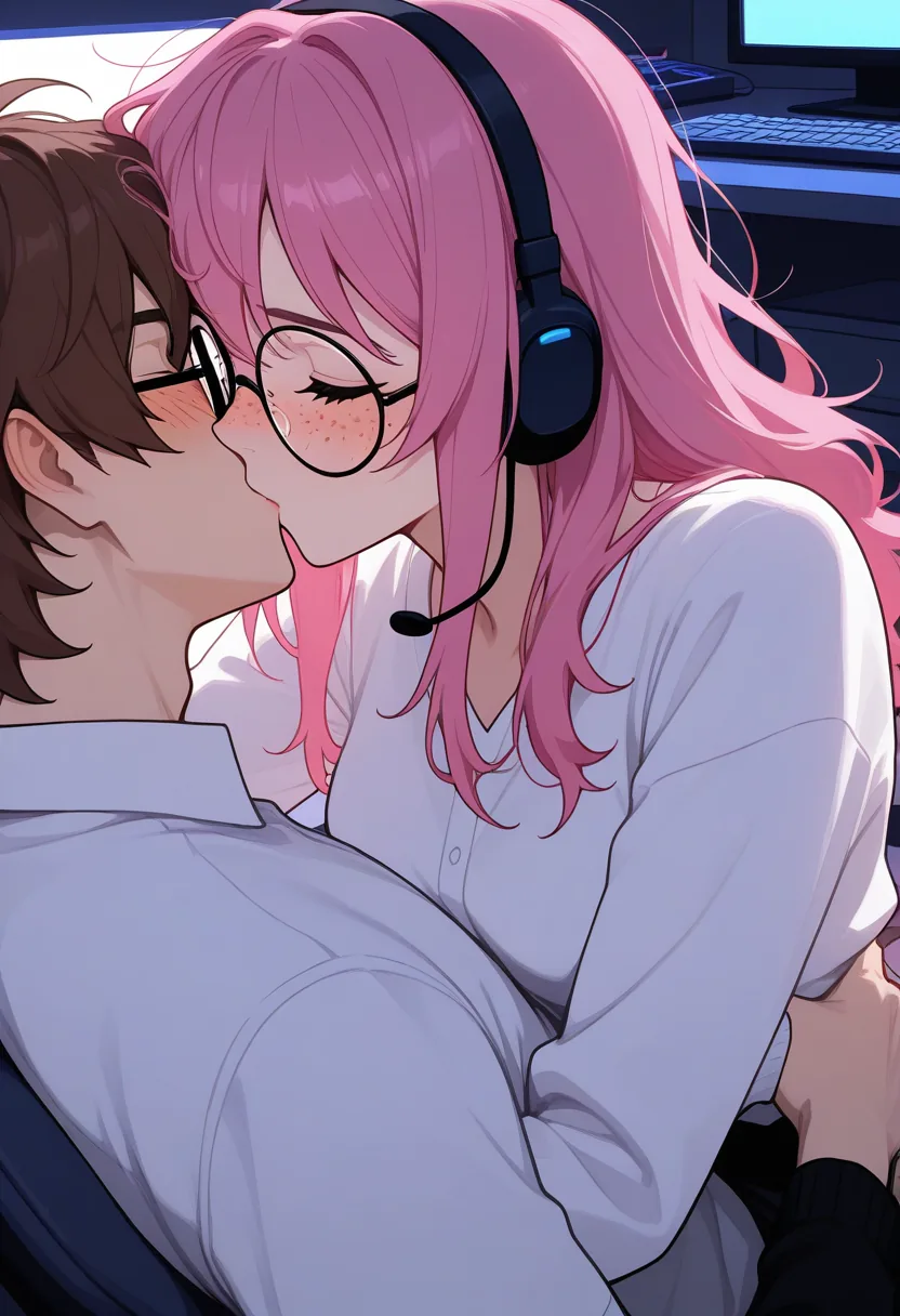 Story 78: Stream Setup Glow — panel 3 — intimate moment desk