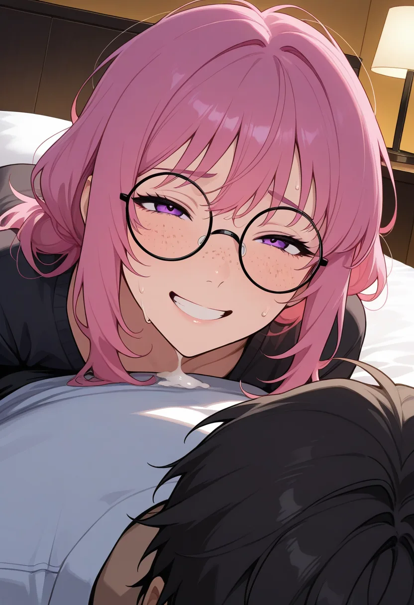 Story 79: Hotel Room Unpacking — panel 7 — aftermath cuddling on bed