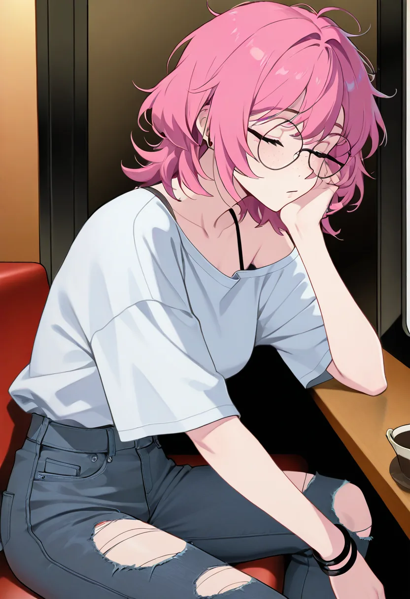 Story 83: Manga Cafe Booth — panel 2 — removing outer layer