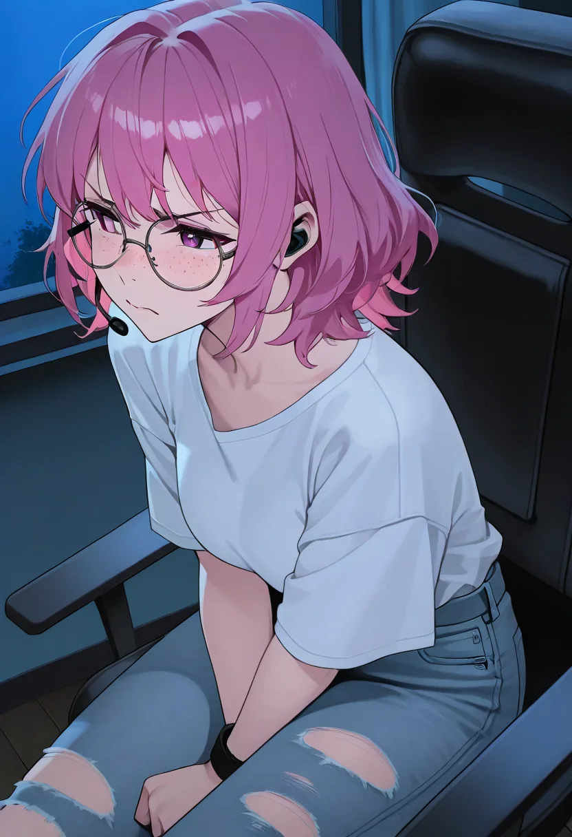 Story 84: Streamer Struggling With Mic — panel 3 — tee removed bralette visible