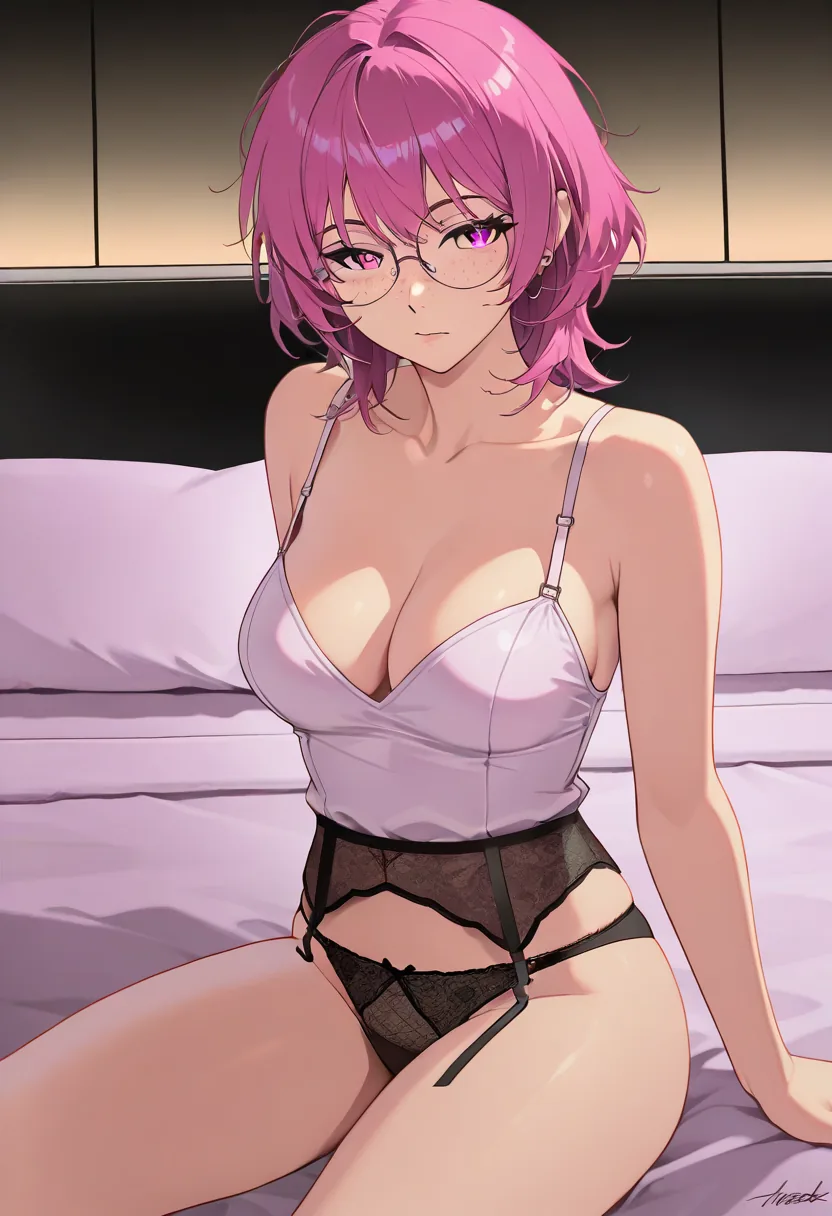 Story 85: Cosplay Dressing Room Trying On Costume — panel 4 — undergarments visible contemplating