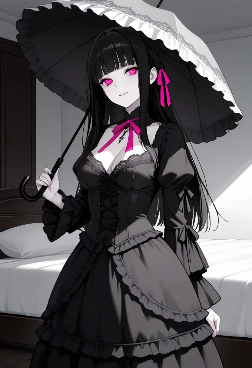Story 51: Full Goth — panel 2 — parasol pose