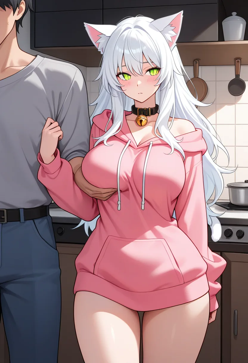 Story 1: Kitchen Flirt — panel 2 — teasing buildup