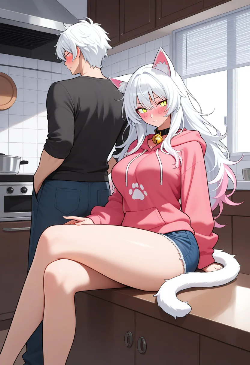 Story 54: Kitchen Counter Clothed — panel 2 — lap sitting tease