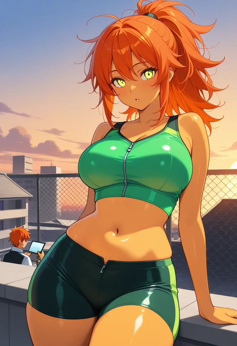 Story 2: Rooftop View — panel 5 — undressing top
