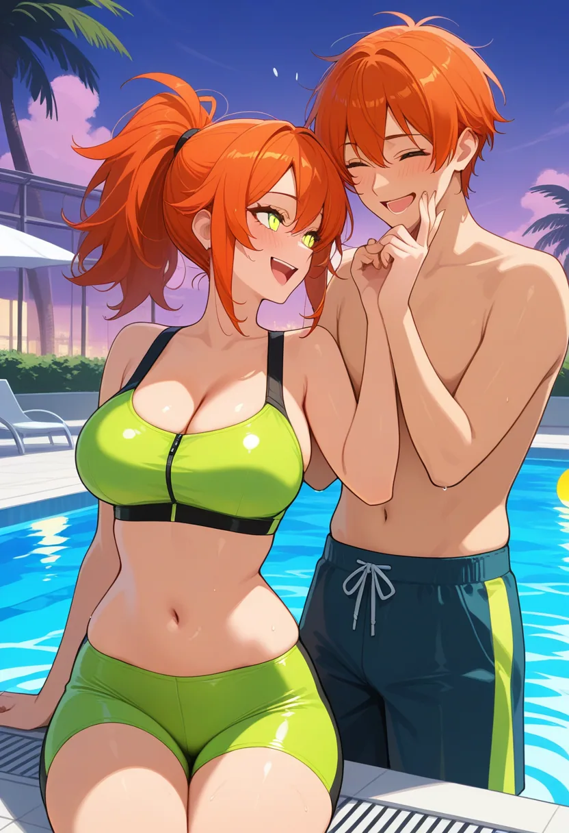 Story 6: Jumping Into Pool — panel 3 — Nova and guy flirting by pool