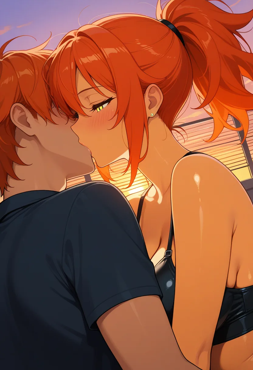 Story 7: Couple Sharing Drink On Rooftop — panel 3 — couple kissing passionately