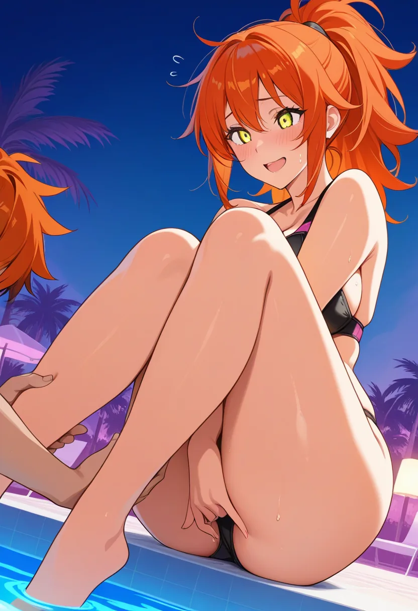 Story 12: Splashing Fun — panel 3 — flirty touches by the pool