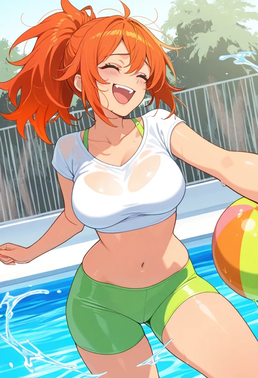Story 18: Splashing At Pool Party — panel 2 — water fight with guy