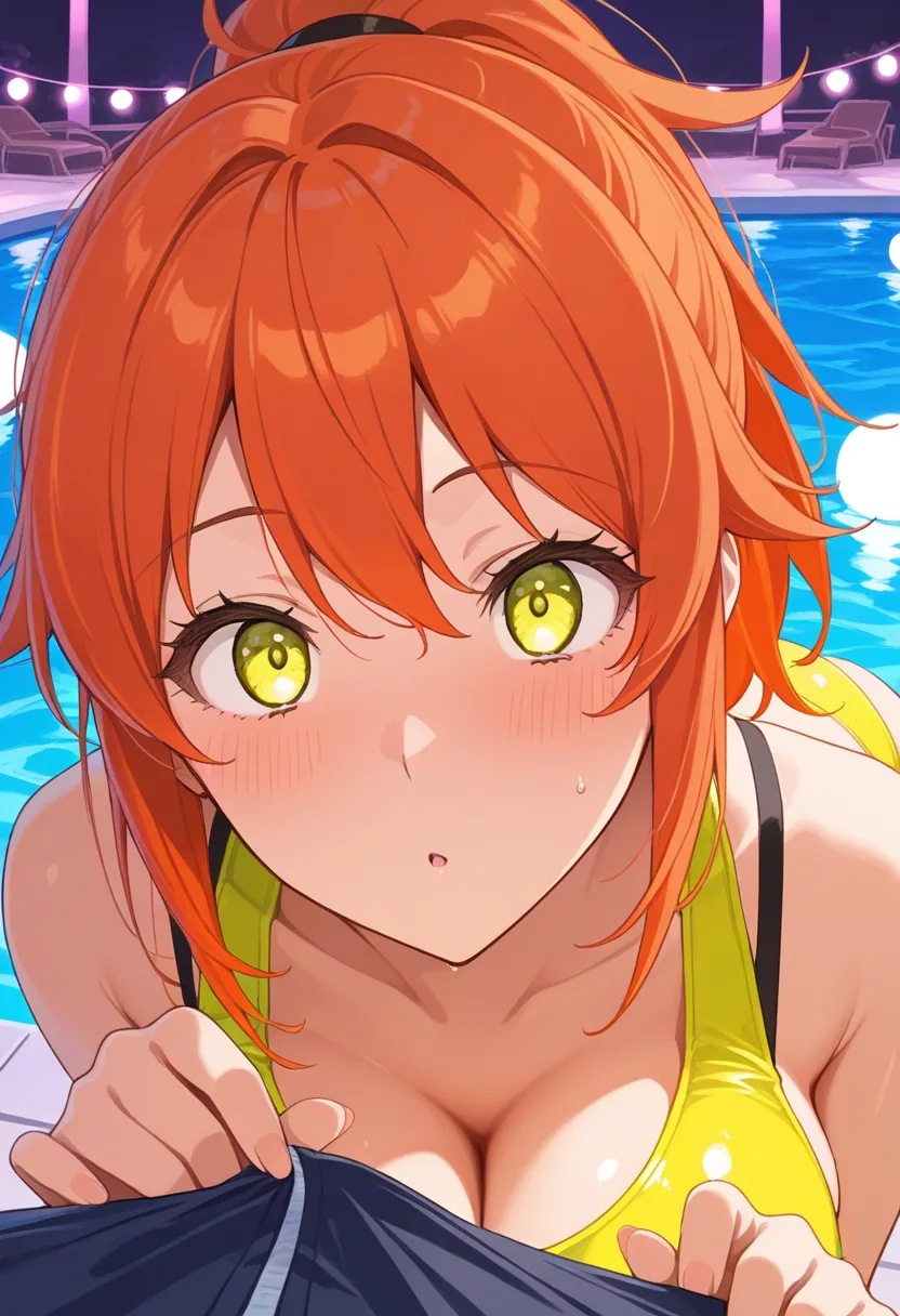 Story 18: Splashing At Pool Party — panel 4 — pulled into cabana