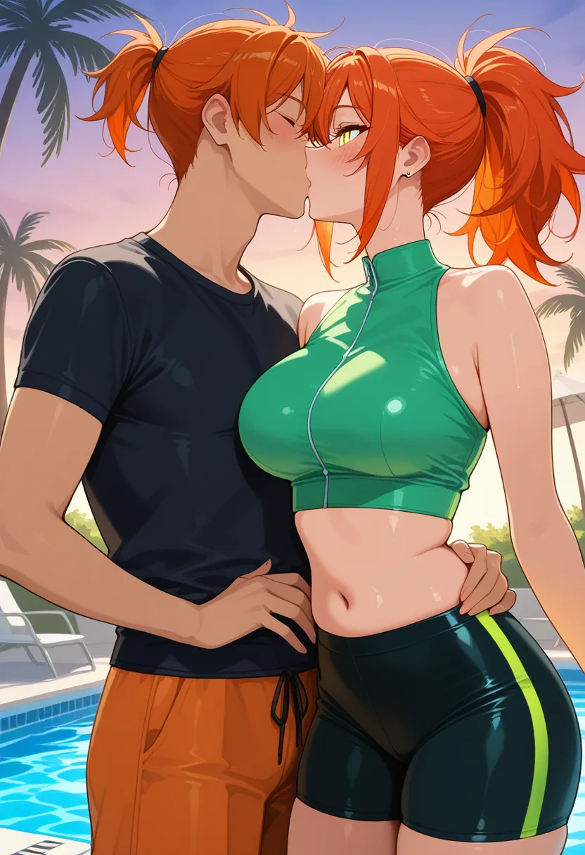 Story 18: Splashing At Pool Party — panel 5 — kissing in cabana