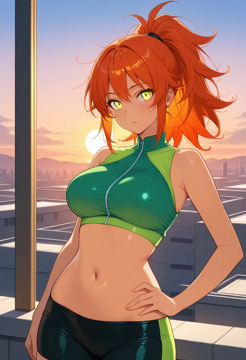 Story 19: Intense Gym Session — panel 5 — rooftop sunset admiration