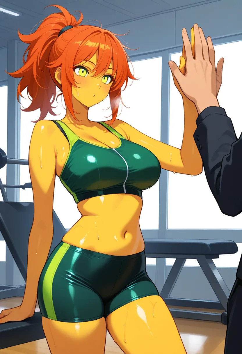 Story 22: Lifting Weights — panel 3 — sweaty high five