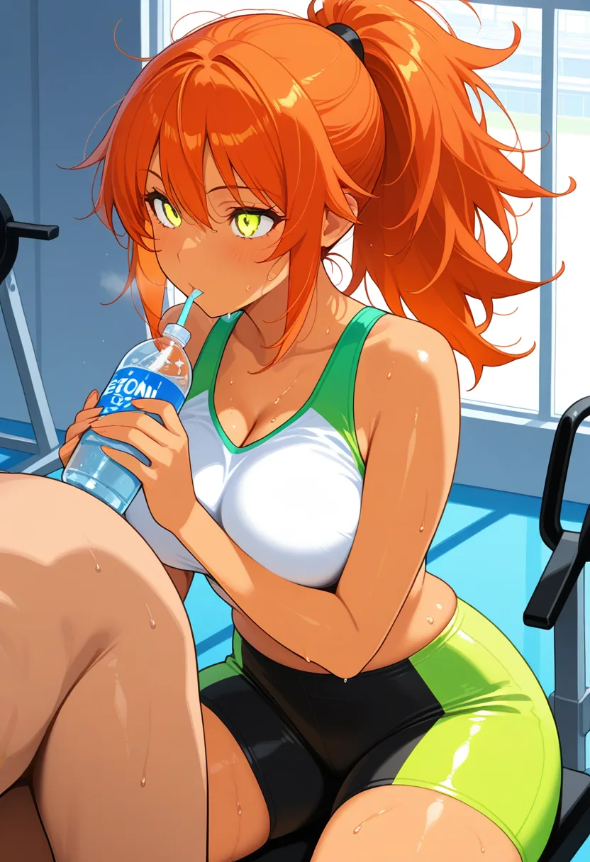 Story 22: Lifting Weights — panel 4 — sharing a water bottle
