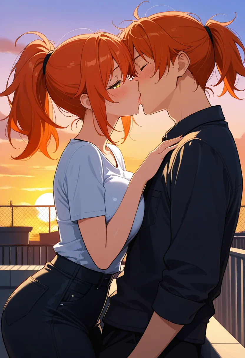 Story 29: Watching Sunset — panel 5 — passionate kiss