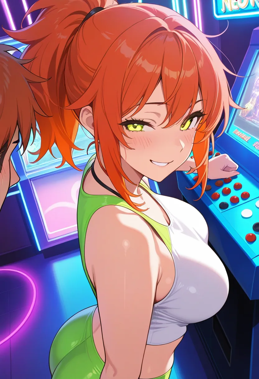 Story 35: Arcade Entrance — panel 2 — competitive flirting