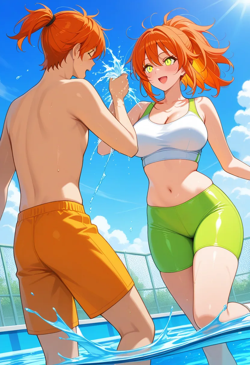 Story 36: Poolside Victory — panel 2 — splash fight turn intense