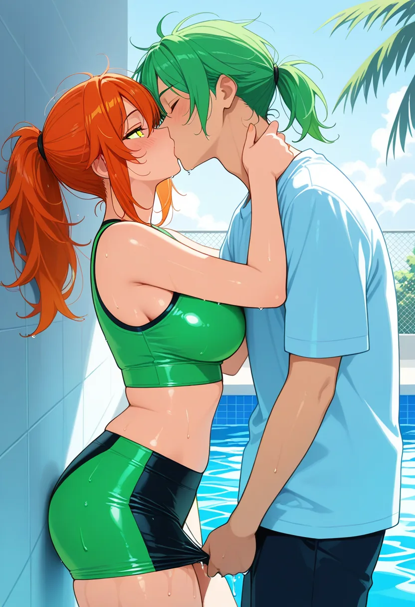 Story 36: Poolside Victory — panel 3 — clothes sodden