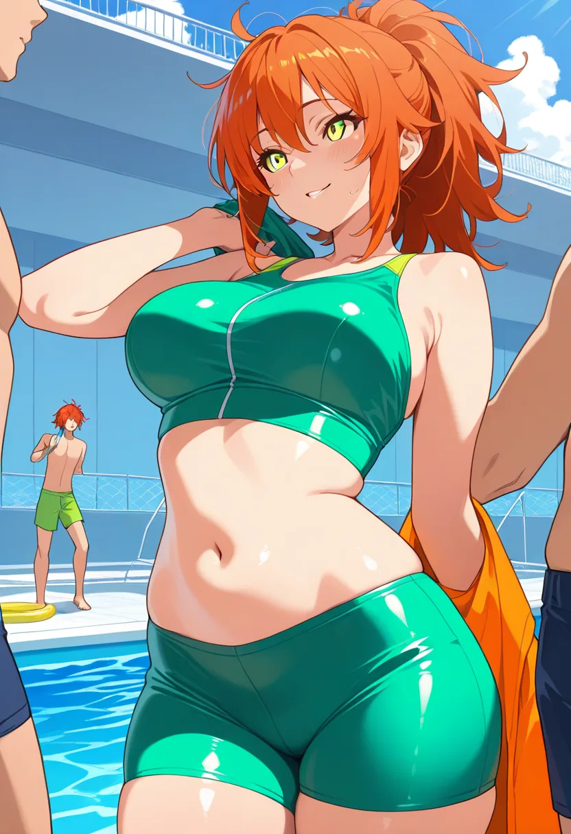 Story 36: Poolside Victory — panel 4 — undressing in water