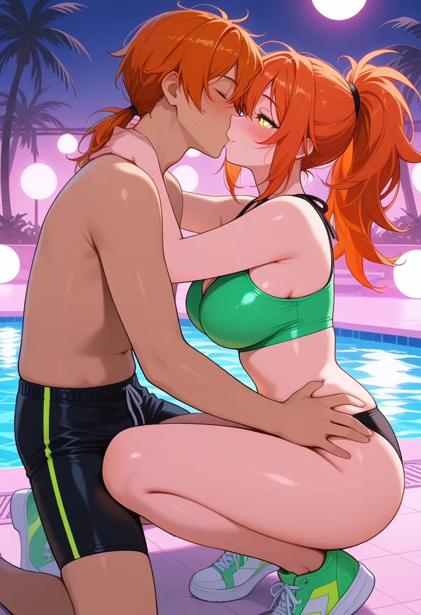 Story 42: Pool Party Splash Fight — panel 3 — pool party clothed kissing