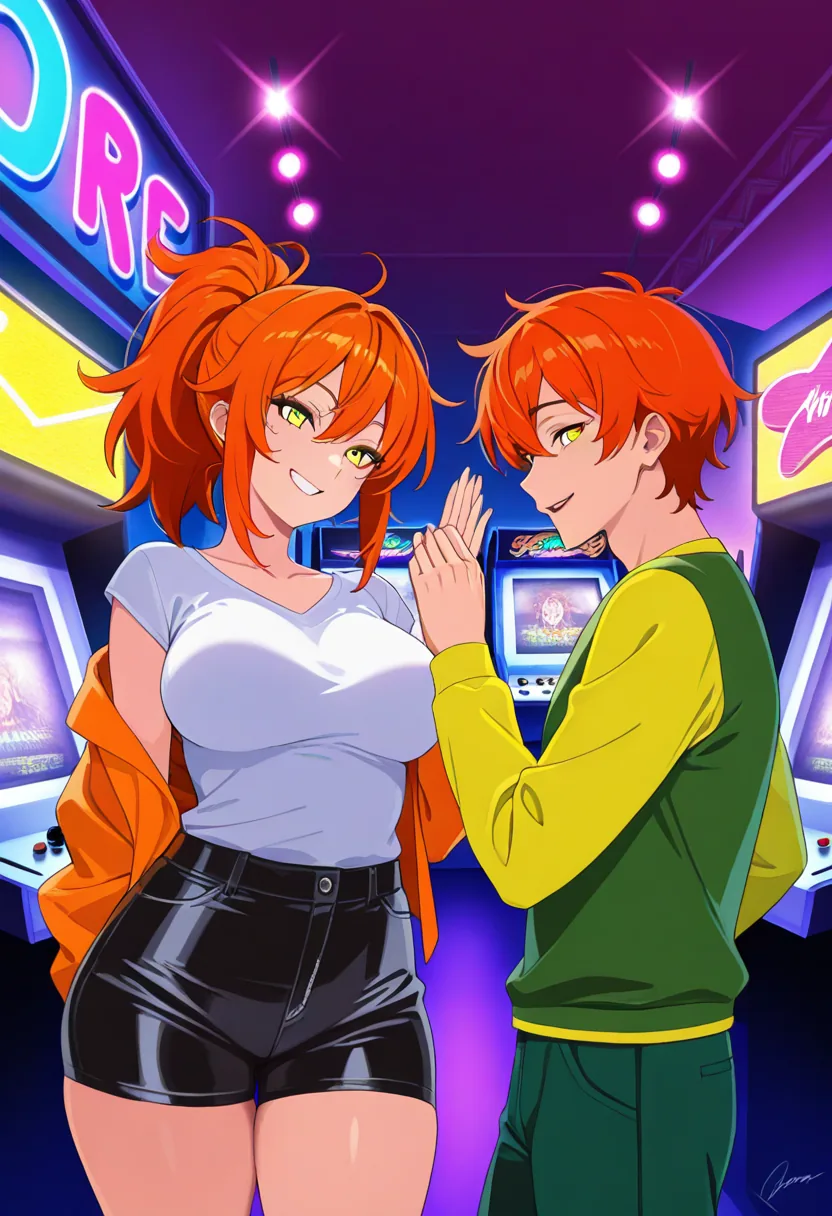 Story 50: Arcade Clothed Flirting — panel 1 — arcade clothed flirting