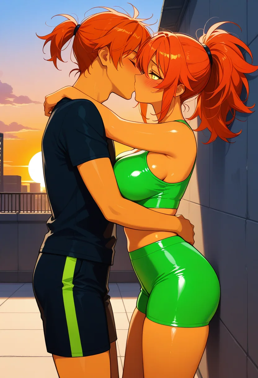 Story 58: Rooftop Arrival — panel 3 — first kiss
