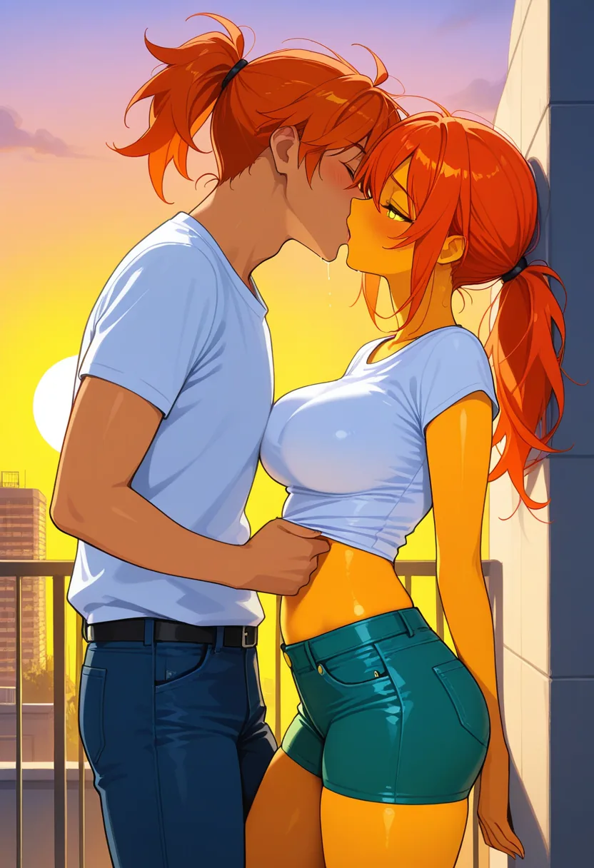 Story 69: Flexing On Rooftop — panel 5 — undressing passion
