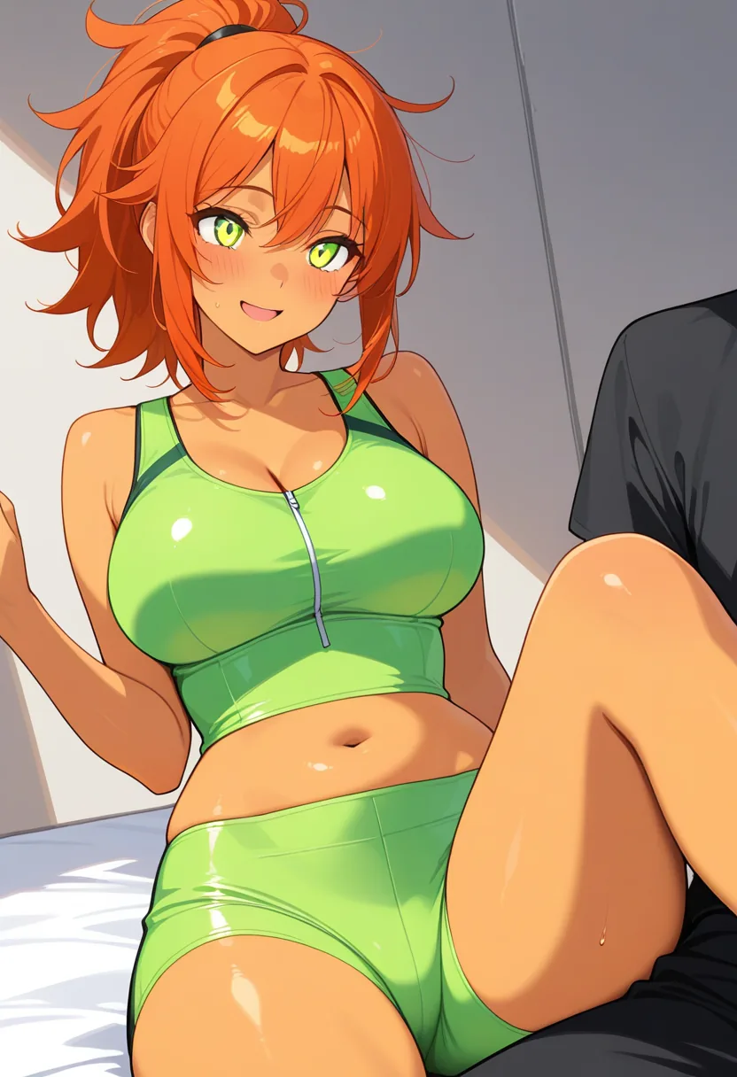 Story 70: Intense Workout — panel 3 — flirty teasing