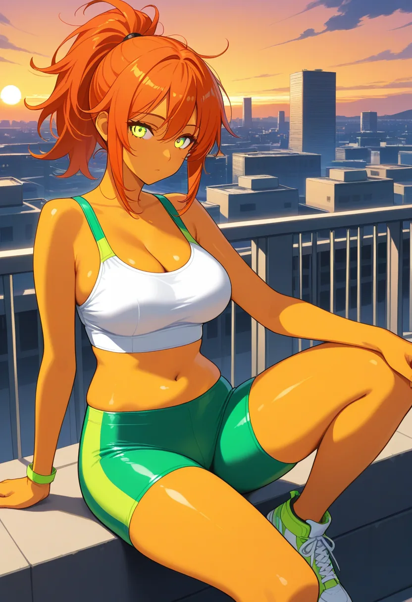 Story 73: Rooftop Sunset Looking Out — panel 1 — rooftop sunset looking out
