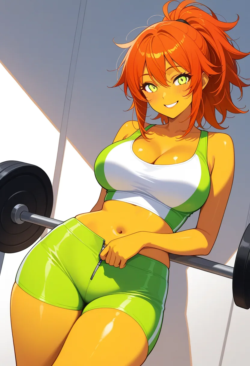 Story 75: Post Workout Stretch Clothed — panel 2 — friendly tease suggestive