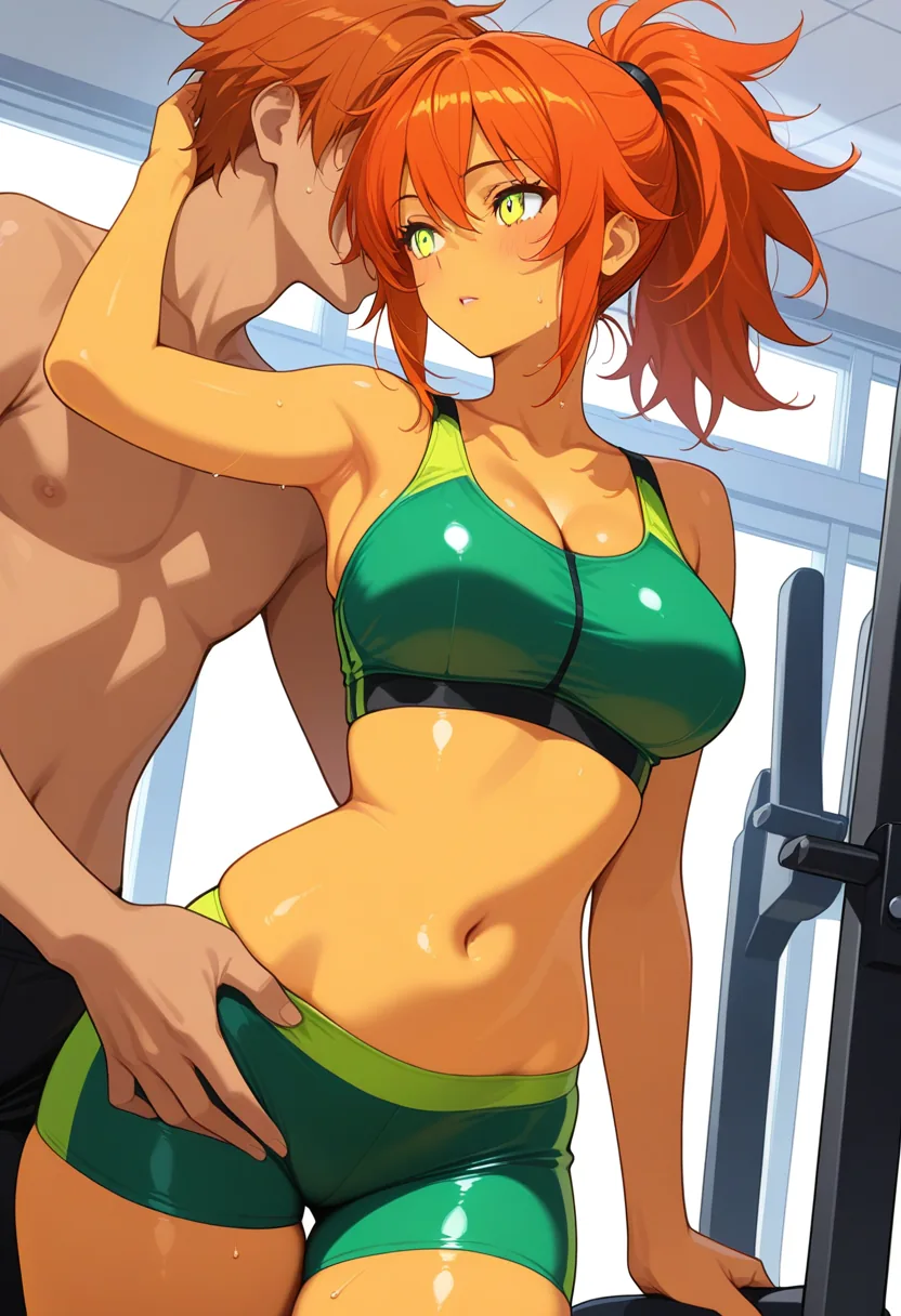 Story 75: Post Workout Stretch Clothed — panel 3 — unexpected touch sex suggestive