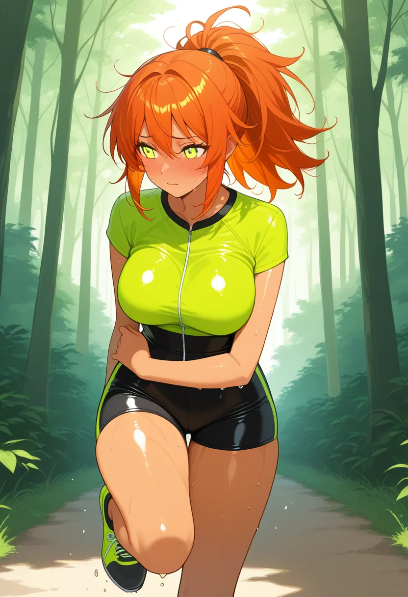 Story 83: Early Morning Jog — panel 3 — clingy clothes