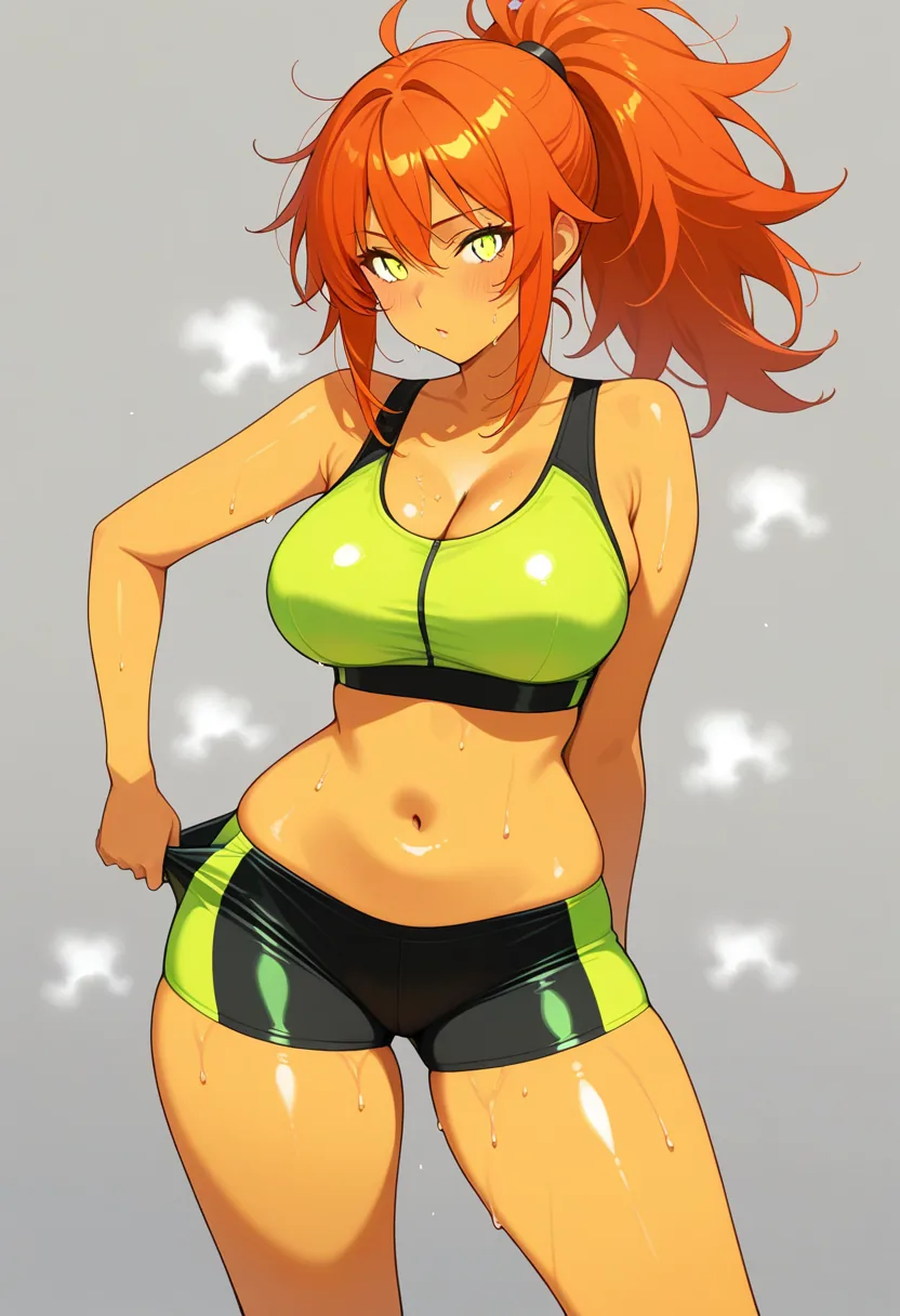 Story 84: Stretching In Gym — panel 3 — nova taking off crop top