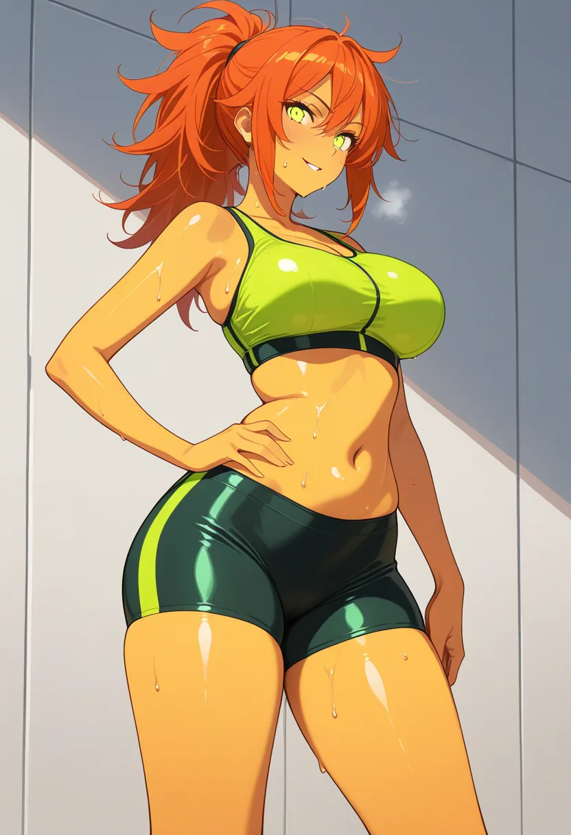 Story 84: Stretching In Gym — panel 5 — nova removing bike shorts