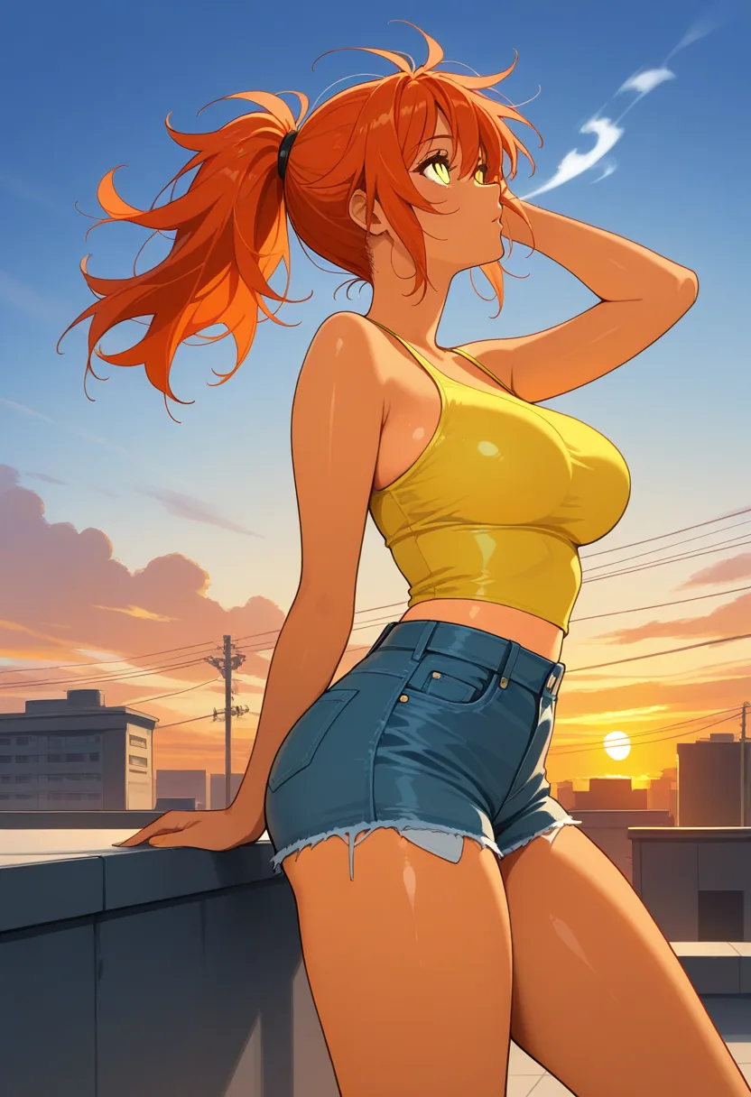 Story 85: Watching Sunset On Rooftop — panel 2 — nova feeling the breeze