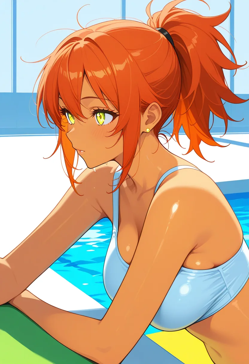 Story 86: Laughing By Pool — panel 4 — nova in crop top and bra