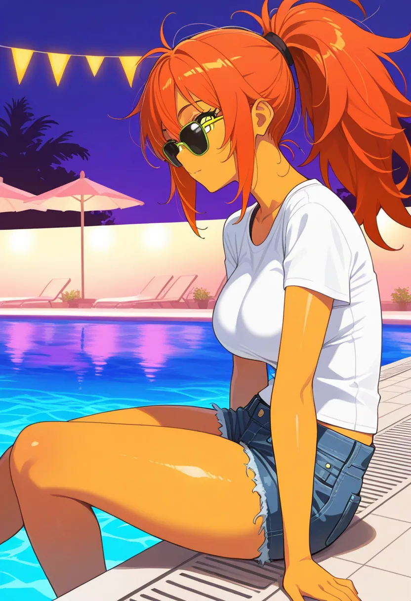 Story 89: Poolside Arrival — panel 1 — poolside arrival